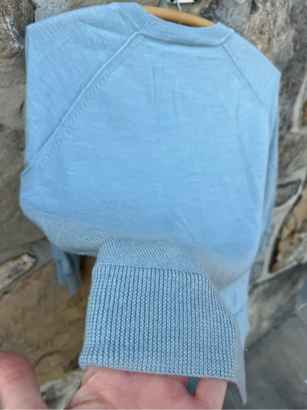 J. Crew Women's Icy Blue 100% Merino Wool Raglan Crewneck Sweater XS Preppy